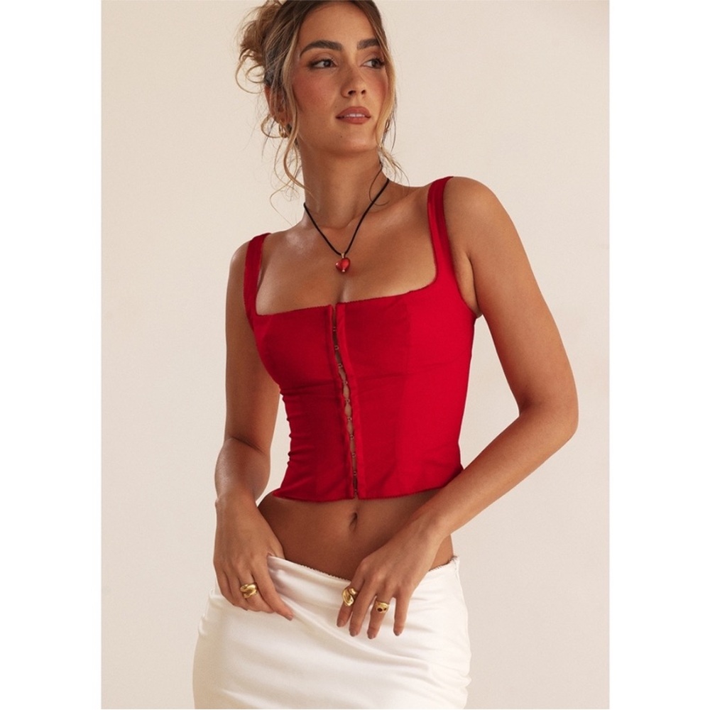 NEW House of CB Pia Top Cherry Red Large+ (XL)